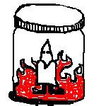 flaming idiot in a jar